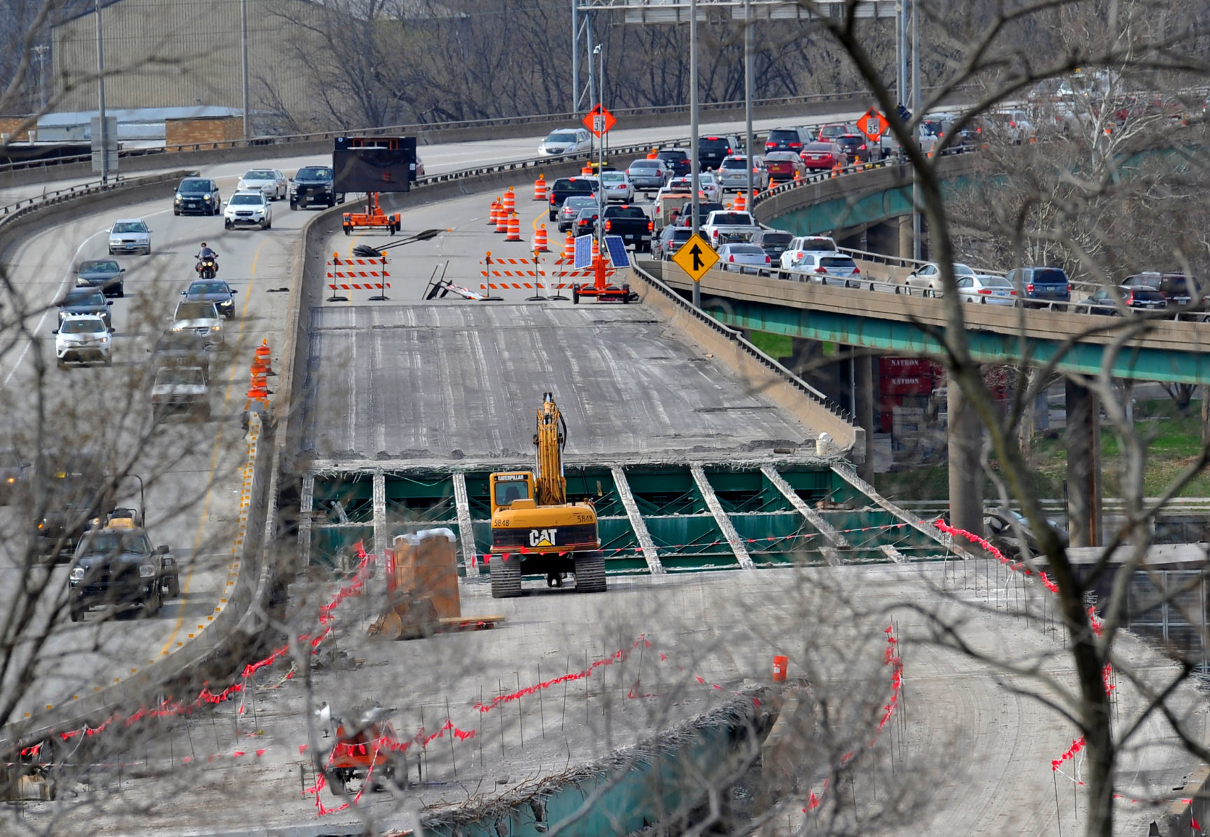 Construction and demolition work for the new Interstate 74 bridge.